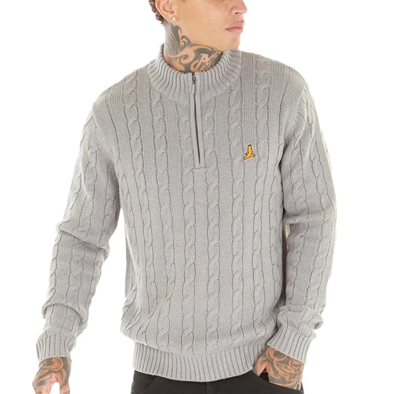 brave soul mens cable knit cardigan regular fit grey3