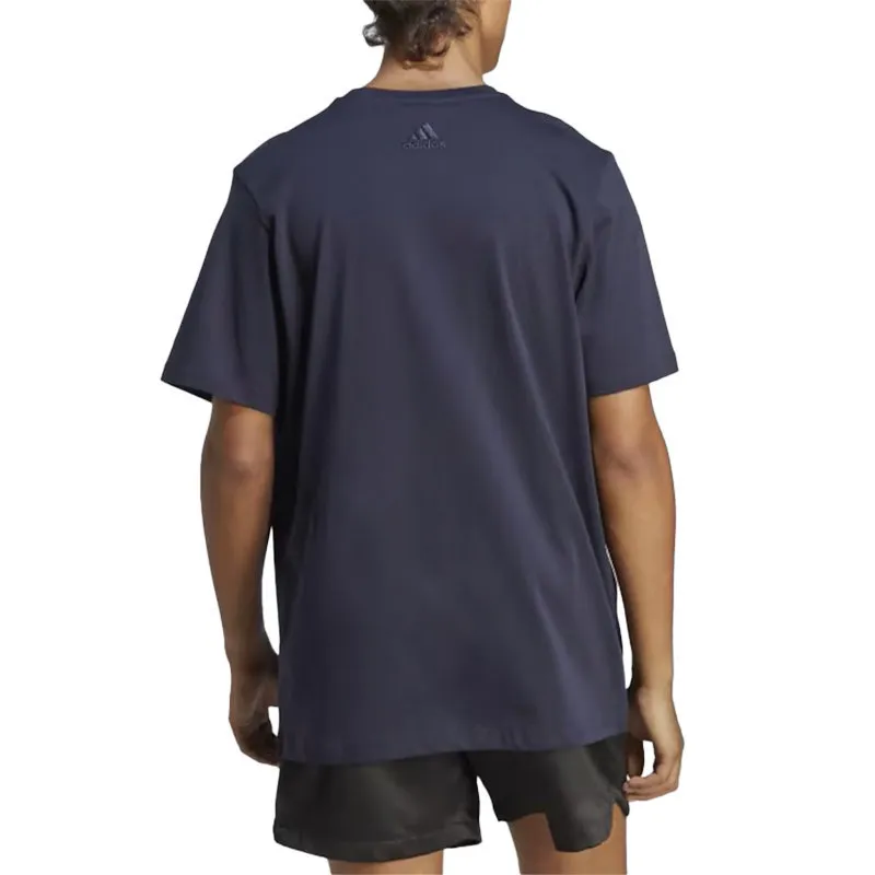 adidas mens t shirts summer printed crew neck cotton navy/sky blue3