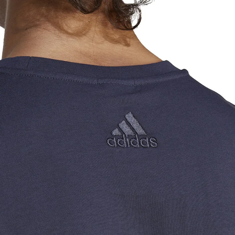 adidas mens t shirts summer printed crew neck cotton navy/yellow3