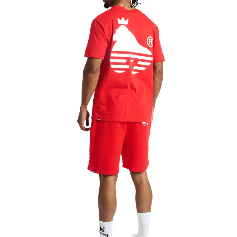 money clothing mens fleece shorts gym sports casual bottom red3