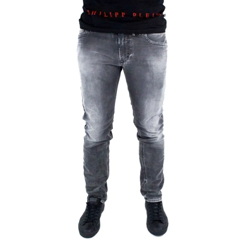 Diesel Thavar Ne 0855b Mens Denim Jeans Sweat Jogg Jeans Slim Fit Black Top Brand Outlet UK