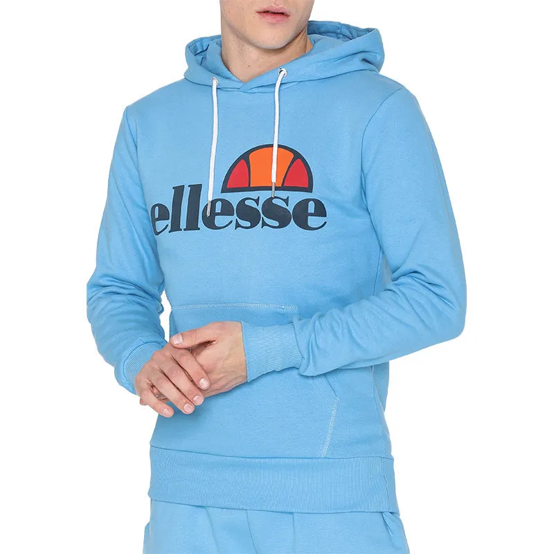 Ellesse Mens Pullover Hoodie Long Sleeve Fleece Top Sky Blue Top Brand Outlet UK