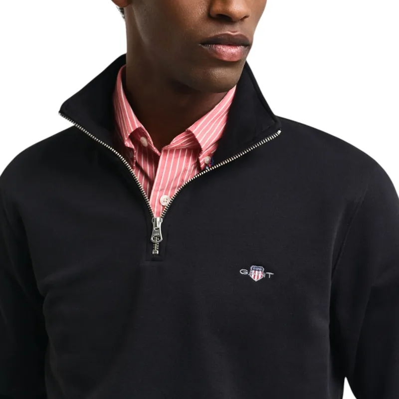 gant mens sweatshirt embroidered shield half zip pullover winter jumper black4