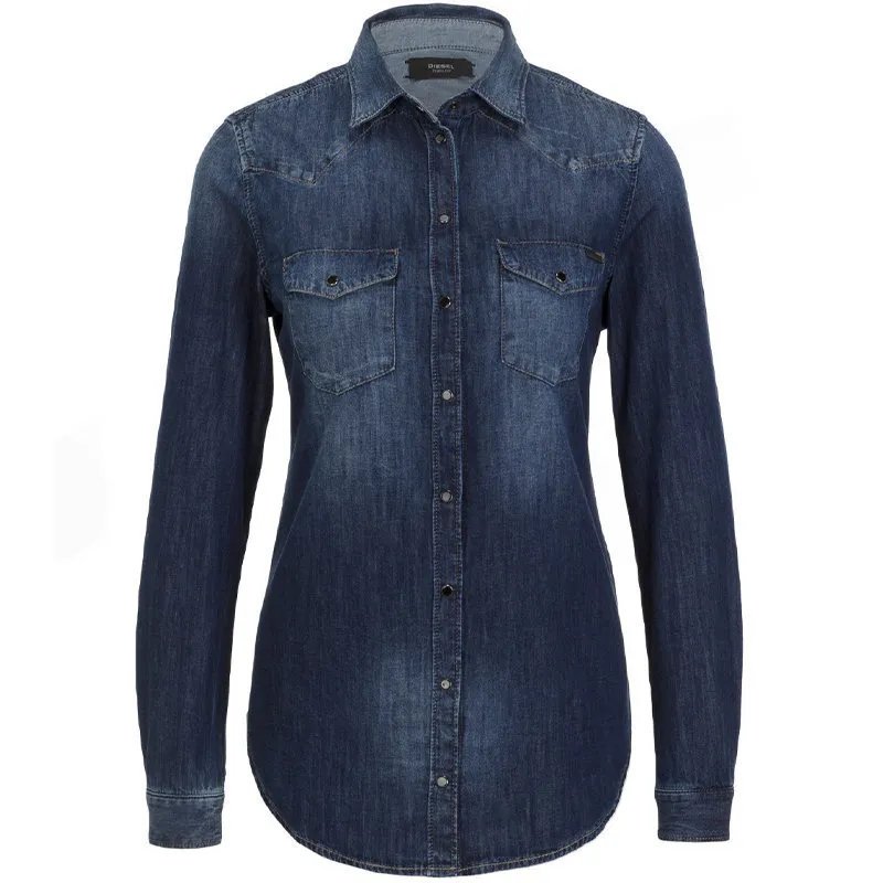 DIESEL: D-Ocean shirt in Tencel™ denim - Blue | Diesel shirt A03519068ED  online at GIGLIO.COM