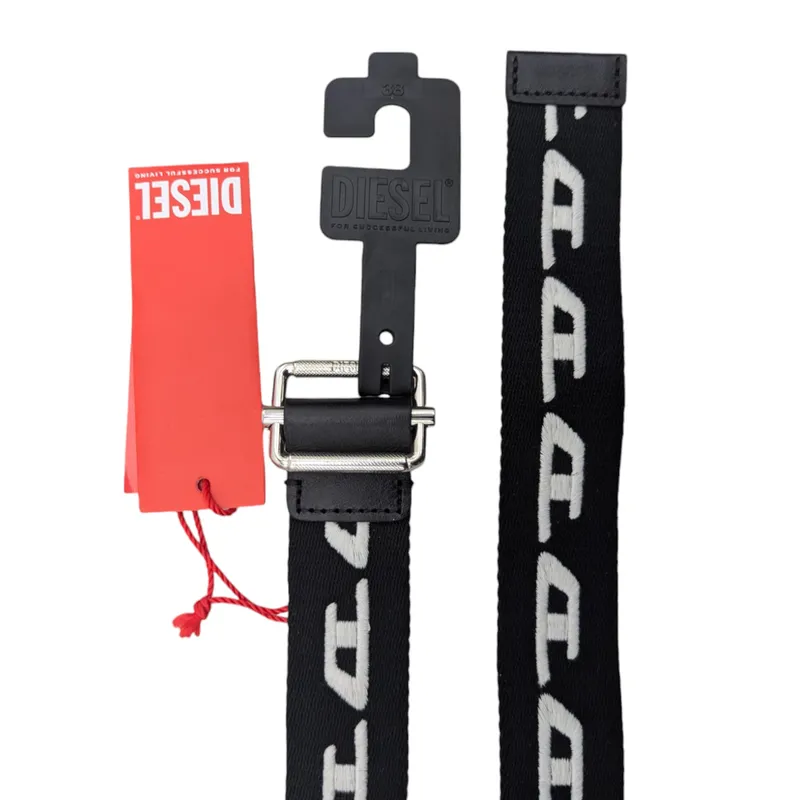 diesel b-didi mens belts for jeans metal buckle woven black4