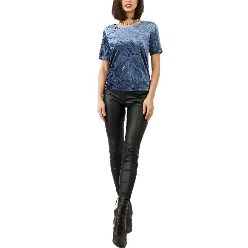 brave soul womens plain t shirts short sleeve party velvet steel4