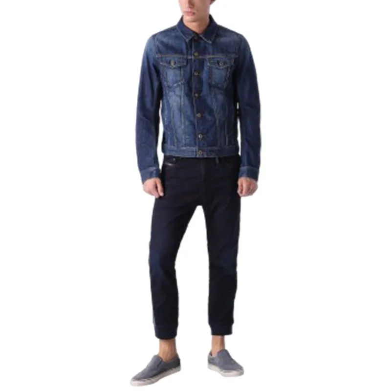 diesel narrot ne 0666y men denim sweat jogg jeans short cuffed leg4