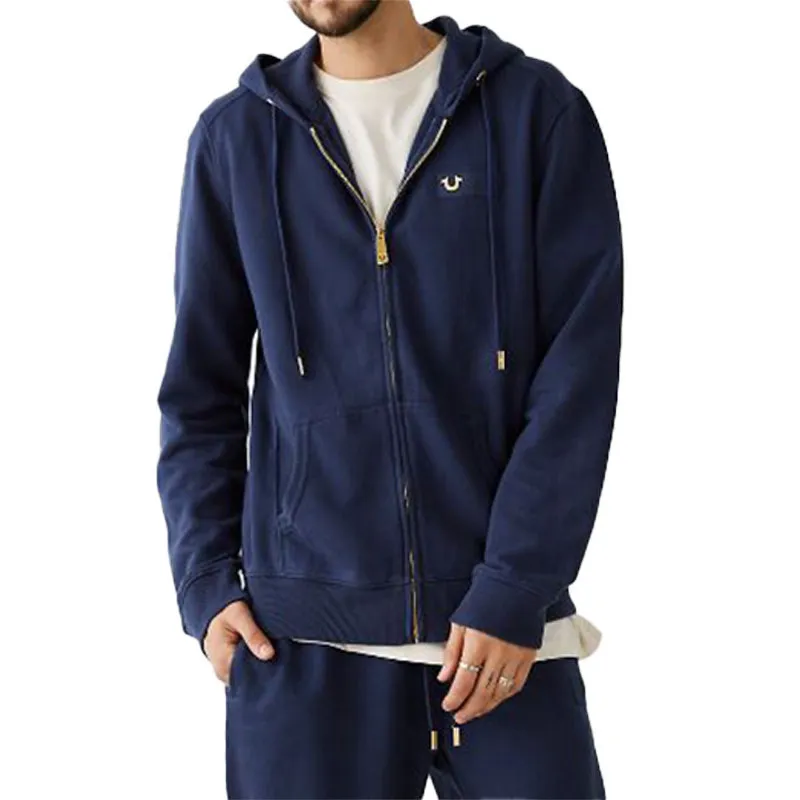 true religion mens zip hoodie casual hooded cotton top navy4