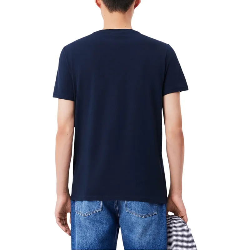 lacoste th6710 mens v neck t shirt pima regular fit midnight blue4