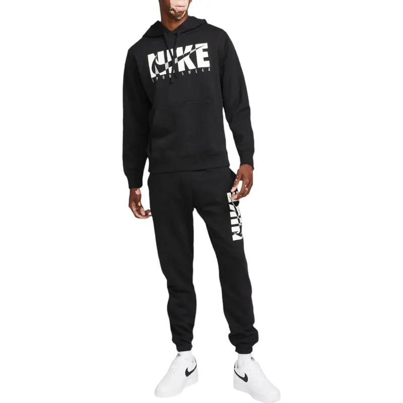 nike mens full tracksuits sweat black hoodie jogger4