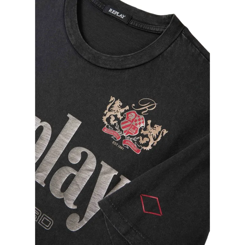 replay mens t shirts ride hard graphic regular fit black4