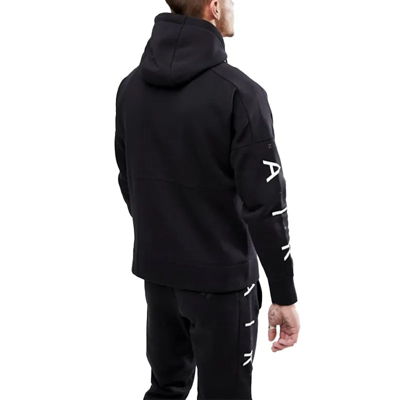 nike air 886044 mens fleece hoodie club zip arm print black4