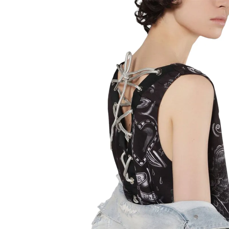 diesel d may womens long dress v neck ebony sleeveless top4