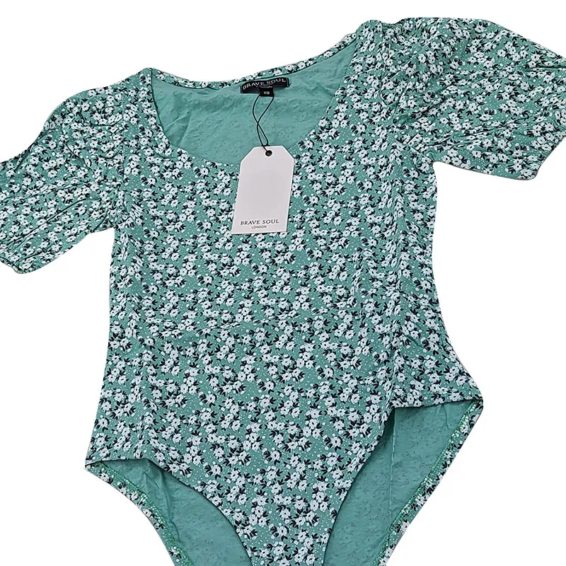 brave soul navadagrn womens bodysuit ditsy soft top green4