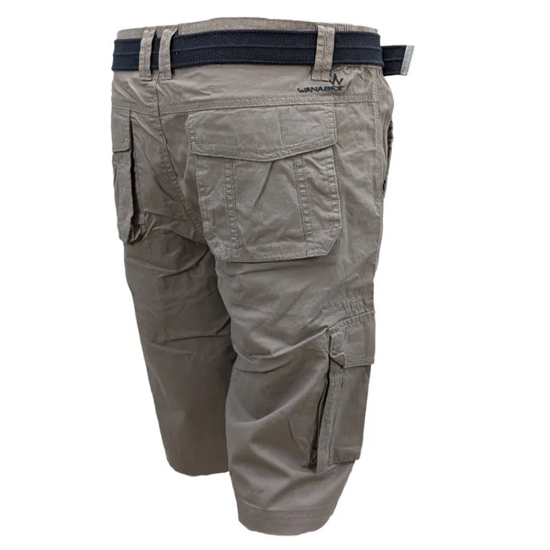 wanabee mens cargo shorts cotton beach casual half pants beige4