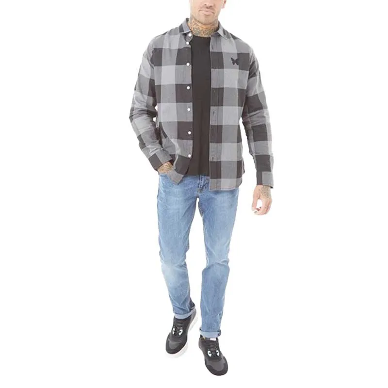 mens check shirts lumberjack soft flannel top grey4