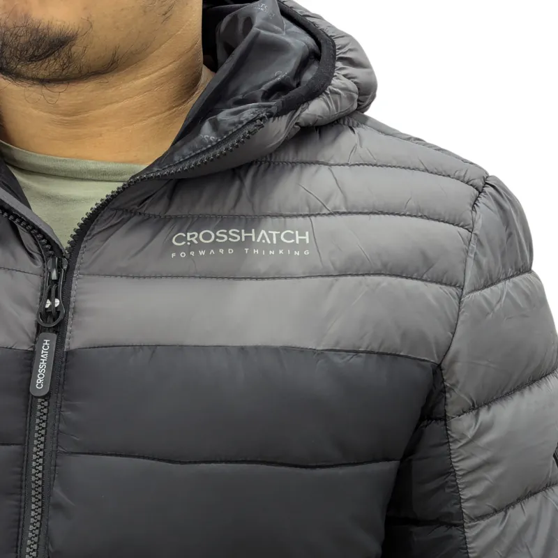 crosshatch mens puffer jacket lightweight winter quilted padded full zip black4