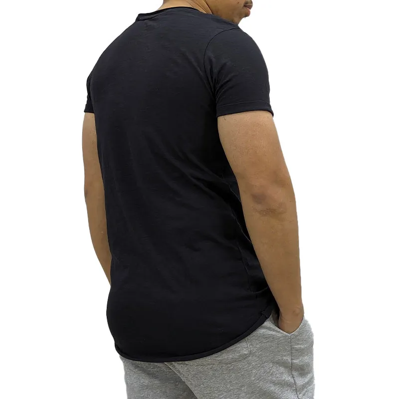 mens t shirts short sleeve gym tee summer longline t shirt black4