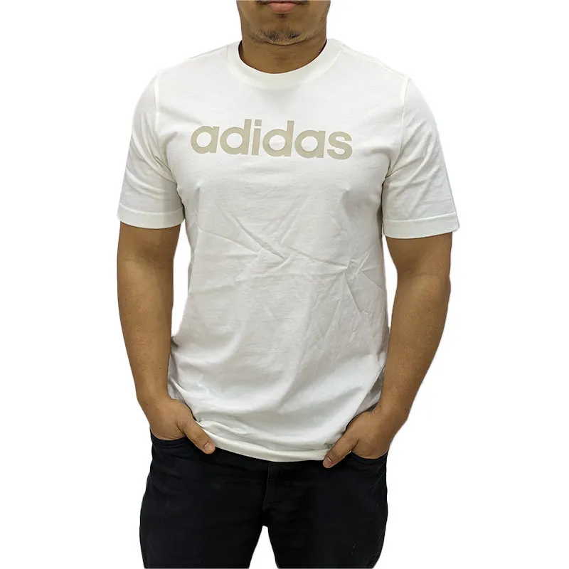 Adidas Is1345 Mens T Shirts Essentials Embroidered Linear Logo Tee Top Brand Outlet UK