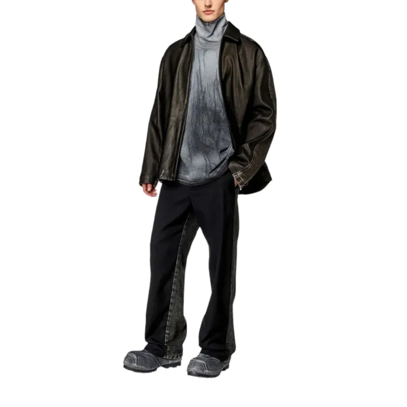 diesel p-wire-a mens paneled denim trousers black5