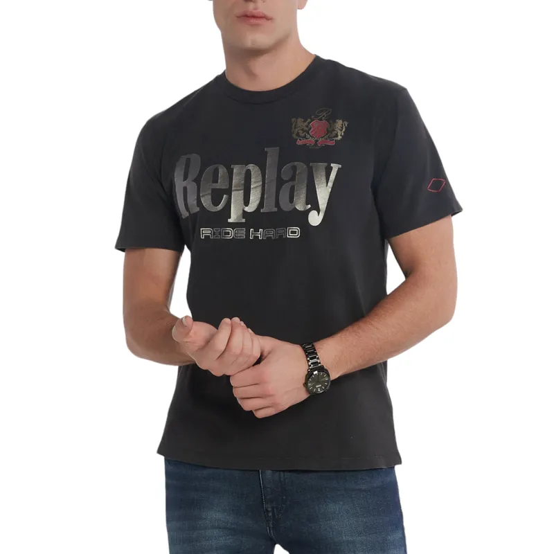replay mens t shirts ride hard graphic regular fit black5