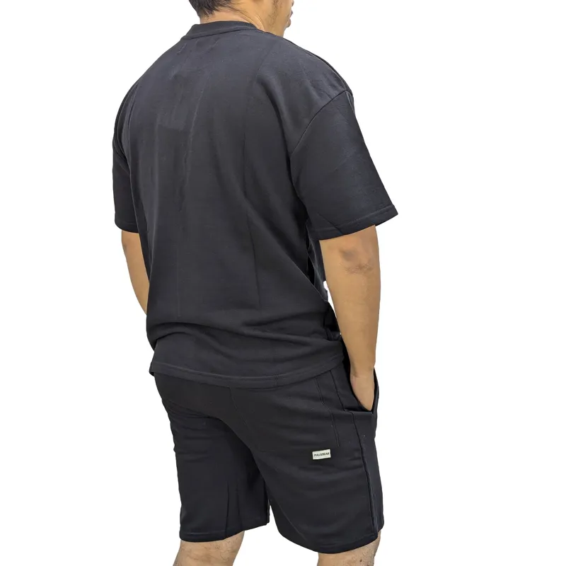 pull & bear mens t shirt shorts set cozy nightwear bottom top black5