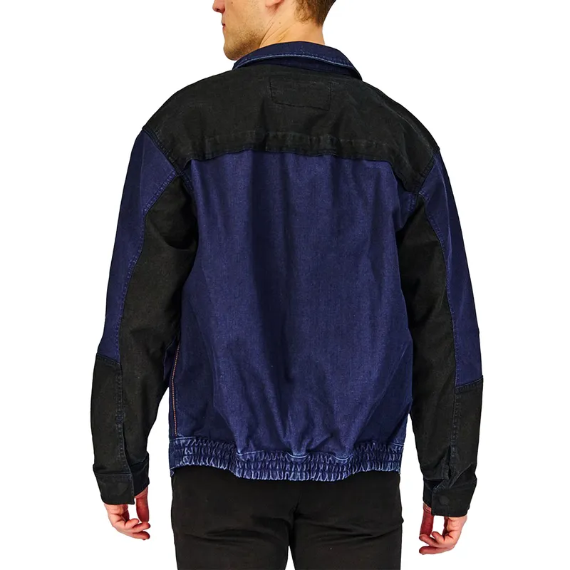 diesel d fetz 0eeaw mens trucker jacket long sleeve stretch denim jacket navy5