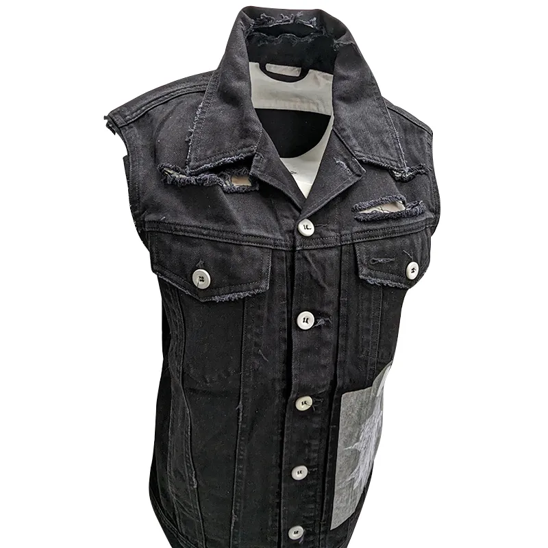 diesel mens denim vest ripped sleeveless gilet black5