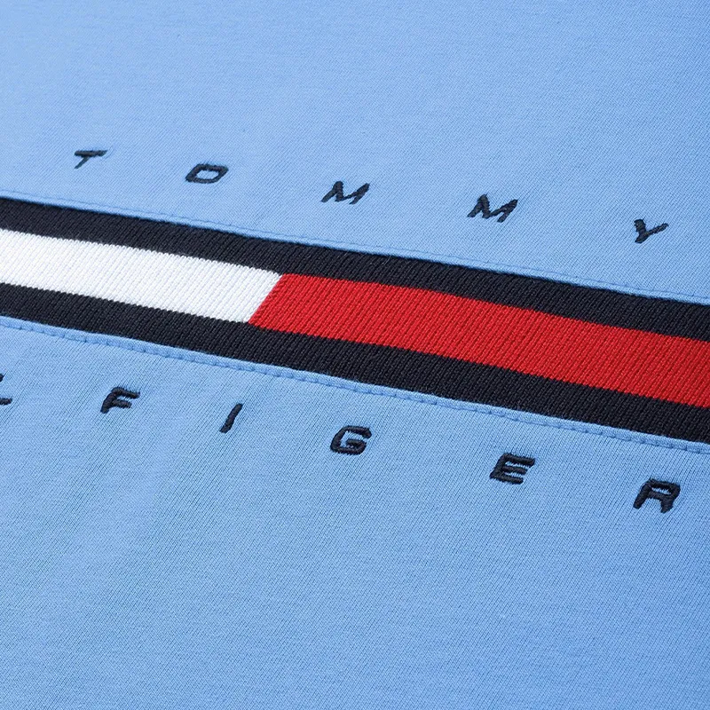tommy hilfiger mens t shirt crew neck signature stripe tino tee sky blue6