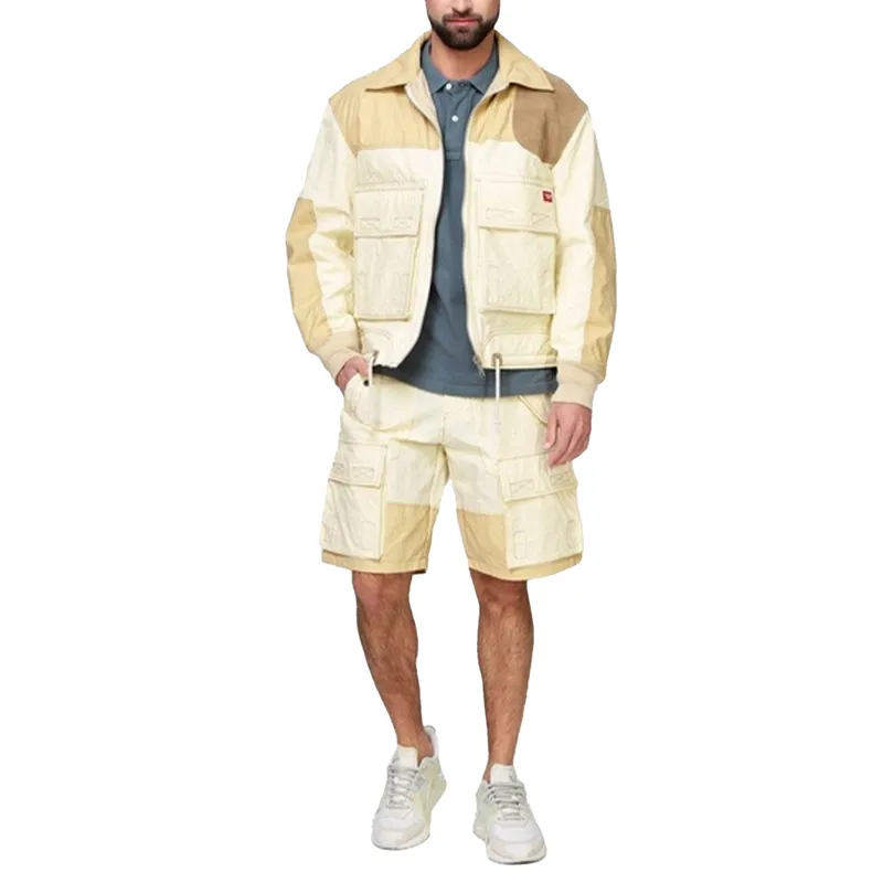 diesel p-glary-short mens cargo shorts panelled summer multi pocket cream6