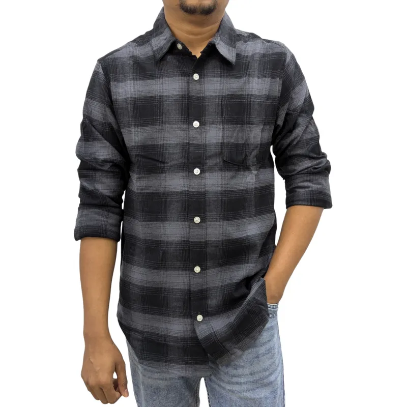regatta mens lumberjack flannel check shirt grey and black6