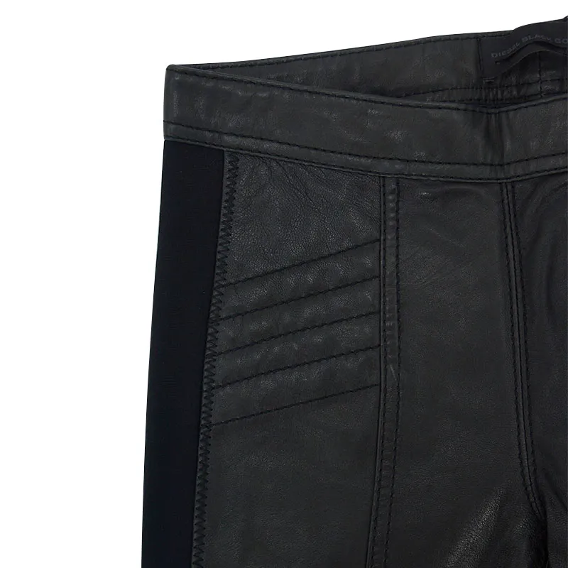 diesel black gold panters womens leather jeans slim fit trousers black6