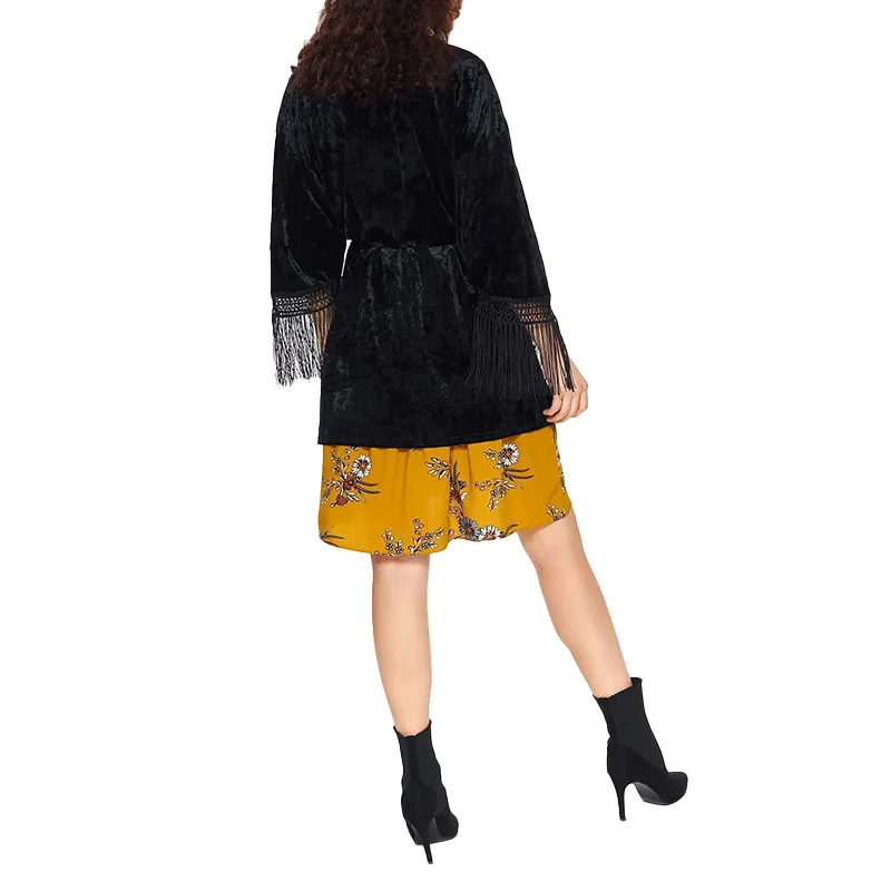 brave soul tess womens kimono cardigan v neck open front black6