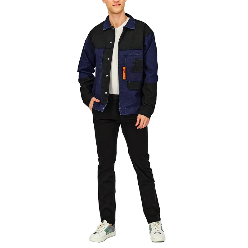 diesel d fetz 0eeaw mens trucker jacket long sleeve stretch denim jacket navy6