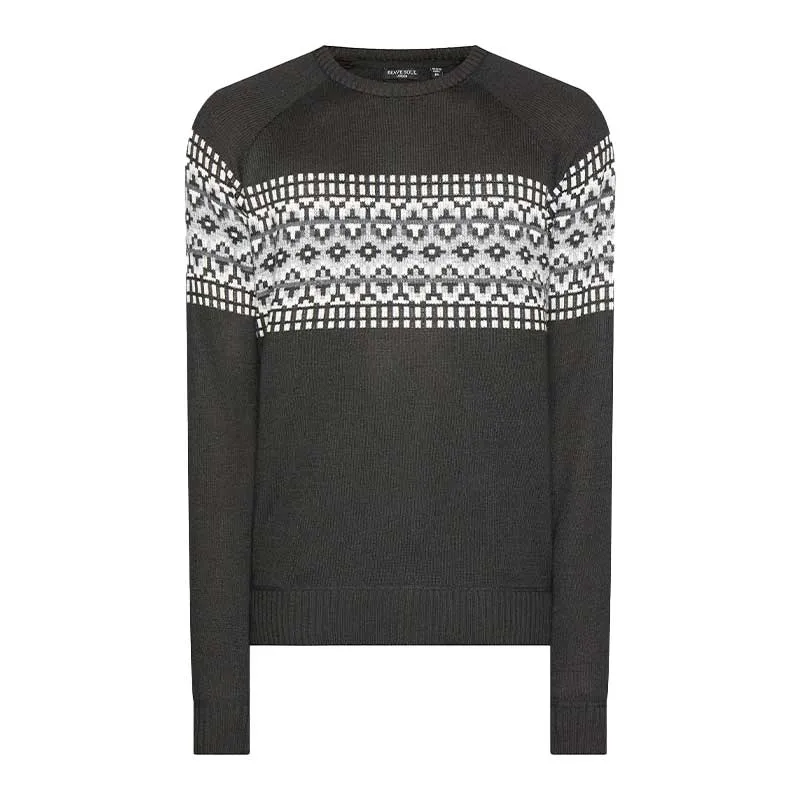 brave soul mens jumper pullover christmas sweaters jet black6