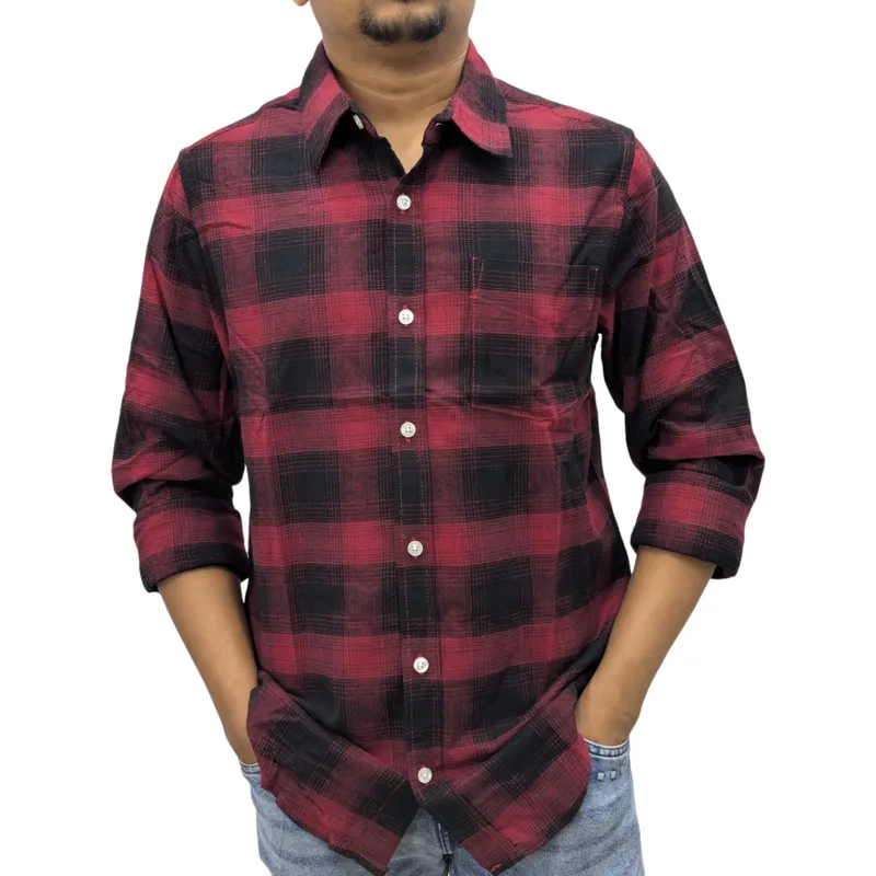 regatta mens lumberjack flannel check shirt red and black7