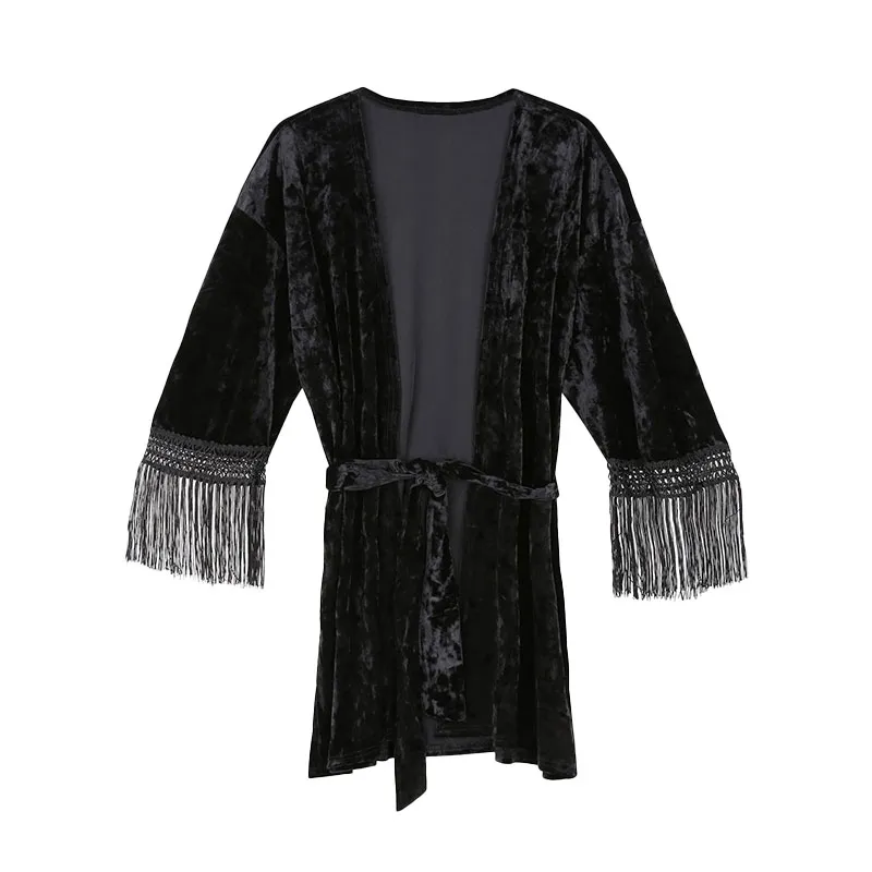 brave soul tess womens kimono cardigan v neck open front black7