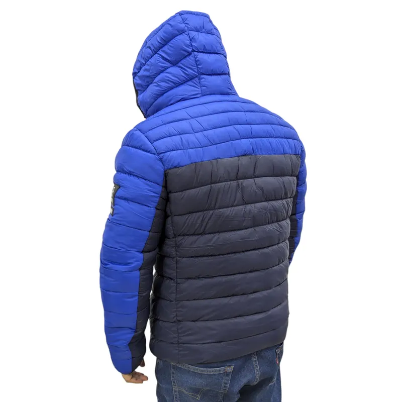 crosshatch mens puffer jacket lightweight winter quilted padded full zip blue7