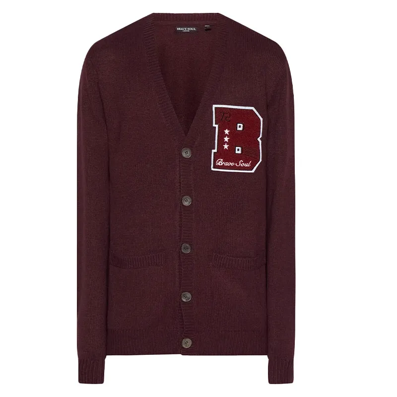 brave soul septimus mens cardigan long sleeve open front knitwear maroon8