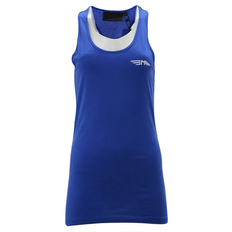 women's racer back soft stretch fitted tank top royal blue0